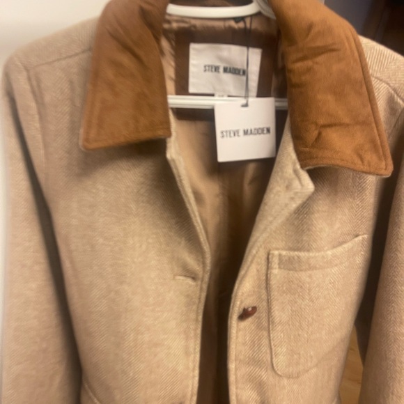 Steve Madden Beige Wool Blend Military Coat - Picture 3 of 5